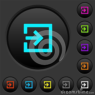 Import with inside arrow dark push buttons with color icons Stock Photo