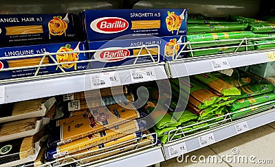 Import Italian Spaghetti Pasta Noodle Instant Italy Noodles Egg Flour Fast Junk Food Crisis Quick Meal Macau Supermarket Cheap Eat Editorial Stock Photo