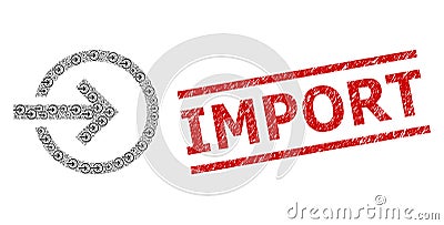 Import Recursion Mosaic of Import Items and Grunge Import Seal Vector Illustration