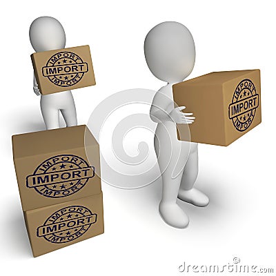 Import Stamp On Boxes Shows Importing Goods And Commodities Stock Photo