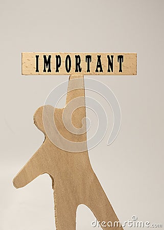 An important announcement sentence was written. Wooden concept studio shoot Stock Photo