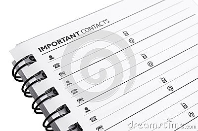 Important contacts blank paper Stock Photo