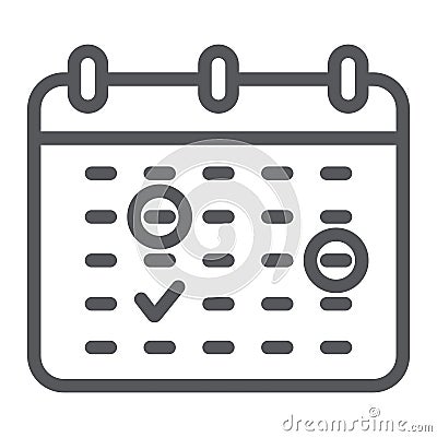 Important date line icon, month and day, calendar sign, vector graphics, a linear pattern on a white background. Vector Illustration