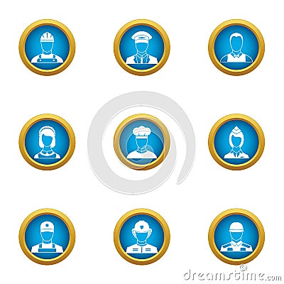 Important profession icons set, flat style Vector Illustration