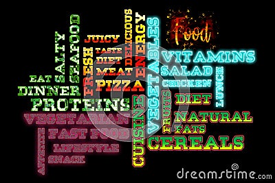 Words related to food or lifestyle Stock Photo