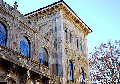 Important we very nice building behind the Basilica of San Petronio in Bologna Stock Photo