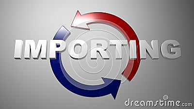 IMPORTING with rotating arrows - 3D rendering illustration Stock Photo