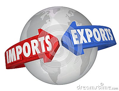 Imports Exports Arrows Around World Global International Business Stock Photo