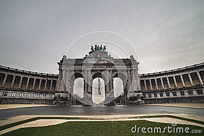 Concepts and architecture: imposing Arcades du Cinquantenaire conveys independence, revolutionary concept Cartoon Illustration