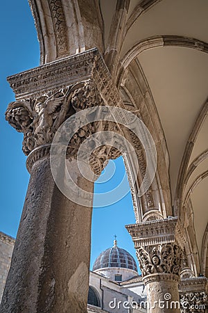 Imposing Church tower dome in Dubrovnik Stock Photo