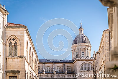 Imposing Church tower dome in Dubrovnik Stock Photo