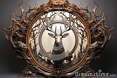 Imposing Deer stag gateway. Generate Ai Stock Photo