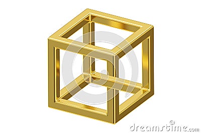 Impossible cube optical illusion, 3D rendering Stock Photo