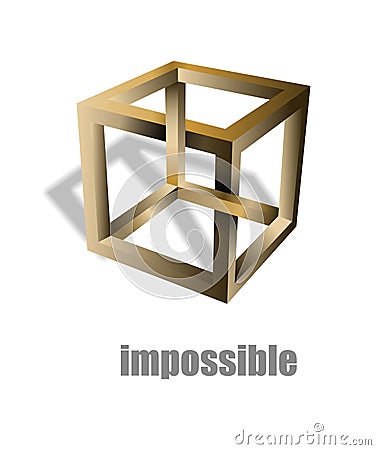Impossible cube optical illusion. Stock Photo