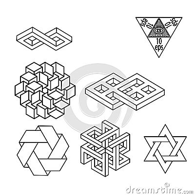 Impossible geometry symbols vector set. Vector Illustration