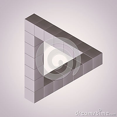 Impossible Looped Triangle Illusion Made with Cubes. 3d Rendering Stock Photo