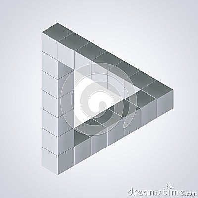 Impossible Looped Triangle Illusion Made with Cubes. 3d Rendering Stock Photo