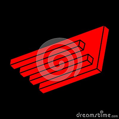 Impossible optical illusion shapes. Modern logo. Optical art objects. Impossible figures. Line art. Unreal geometric object. Vector Illustration