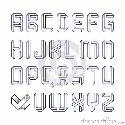 Impossible shape font Vector Illustration