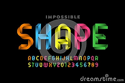 Impossible shape style font Vector Illustration