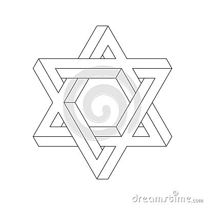 Impossible star of David. Vector Illustration