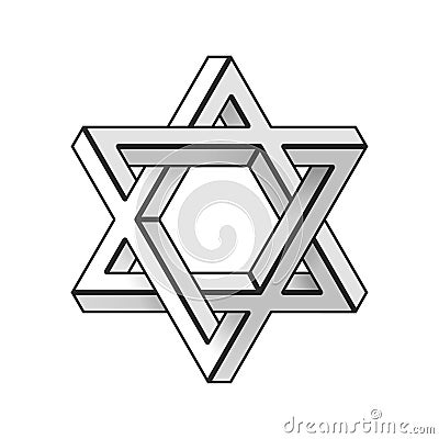 Impossible star of David. Vector Cartoon Illustration