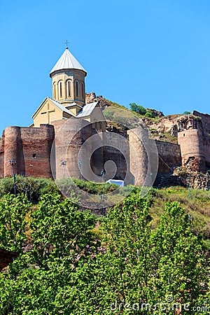 Impregnable ancient fortress Narikala and church of St. Nicholas in Tbilisi, Georgia Stock Photo