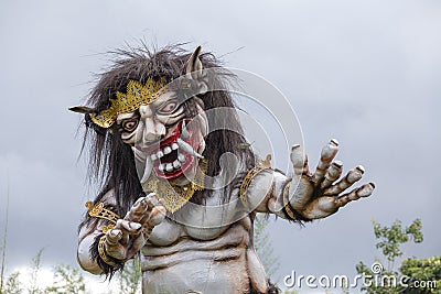 Ogoh-ogoh statue built for the Ngrupuk parade, which takes place on the even of Nyepi day in Bali island, Indonesia Editorial Stock Photo