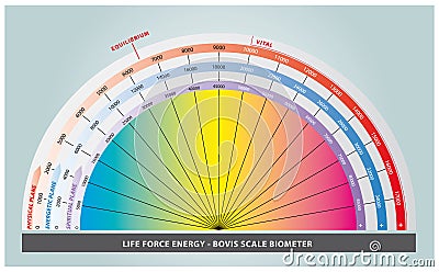 Bovis Scale for measuring Life Force Energy in Rainbow colors Vector Illustration