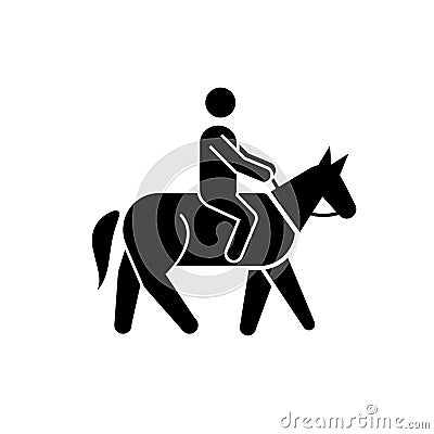 man riding a horse simple icon Vector Illustration