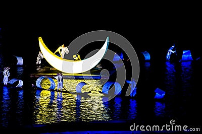 China, Open Air Event with Light Show, Music, Dance, Lui Sanjie, Yangshuo Editorial Stock Photo