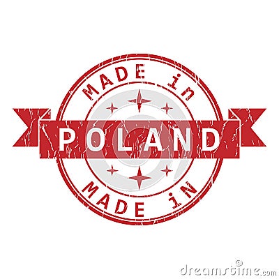 An impression of a seal with the inscription MADE in POLAND Vector Illustration