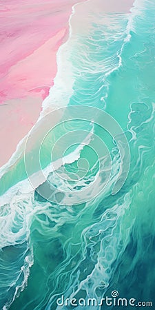 Impressionism Ocean And Sea With Green And Pink Ridges Stock Photo