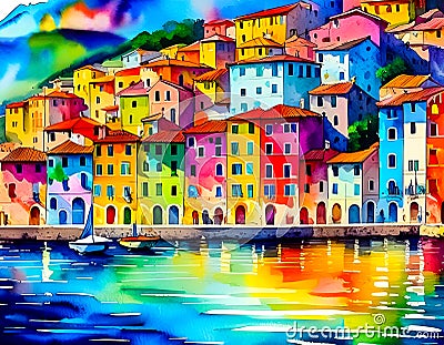 An impressionist image of a town in the Italian national park of Cinque Terre, Italy Stock Photo