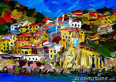 An impressionist image of a town in the Italian national park of Cinque Terre, Italy Stock Photo