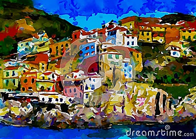 An impressionist image of a town in the Italian national park of Cinque Terre, Italy Stock Photo