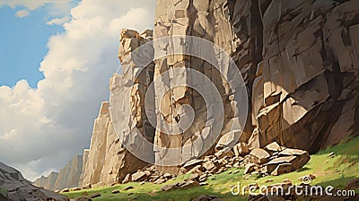 Impressionistic Oil Illustration Of Crag Cartoon Illustration
