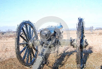 Impressionistic Style Artwork of an American Civil War Cannon Stock Photo