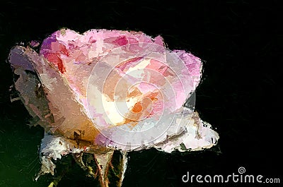 Impressionistic Style Artwork of a Delicate Pink Rose Stock Photo