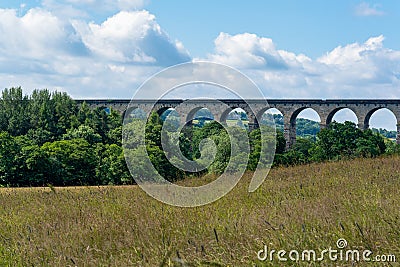 Railway Viaduct Across a Valley. Stock Photo