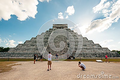 Impressive Chichen Itza Maya Pyramid called El Castillo, mexico Editorial Stock Photo