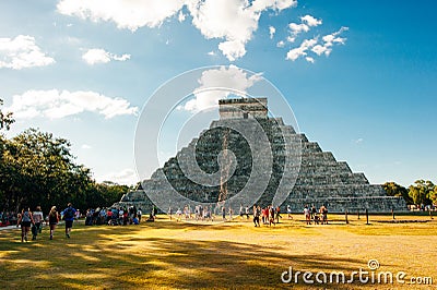 Impressive Chichen Itza Maya Pyramid called El Castillo, mexico Editorial Stock Photo