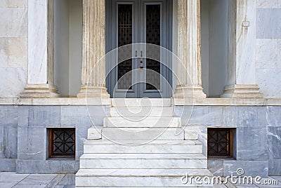 Impressive entrance with marble columns, classical architecture building detail Stock Photo