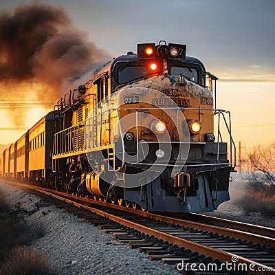 Impressive historical train set in wild west Stock Photo