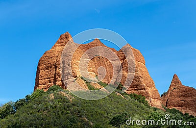 Impressive mountain formation at the Las Medulas historic gold mining site Stock Photo