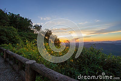 Impressive scenery during sunset from Kiew Lom viewpoint,Pang Mapa districts,Mae Hong Son,Northern Thailand. Stock Photo