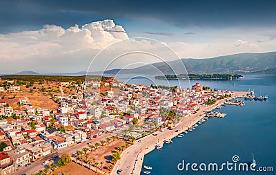 Impressive summer cityscape of Kilada port. Stock Photo