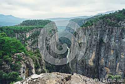 Impressive view from Tazi Canyon. Manavgat, Antalya,Turkey. Bilgelik Vadisi. Wisdom valley and cliff Stock Photo