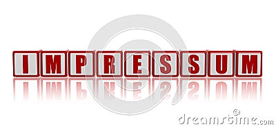 Impressum in white red cubes Stock Photo