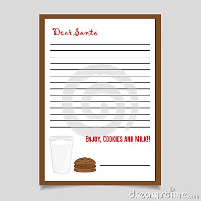 Christmas Letter Cookies and Milk. Dear Santa Christmas List Stock Photo